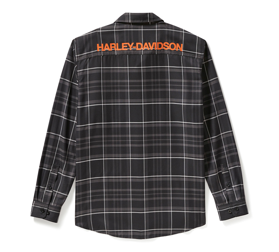 HARLEY-DAVIDSON SHIRT-WOVEN,BLACK/OFF WHITE PLAID