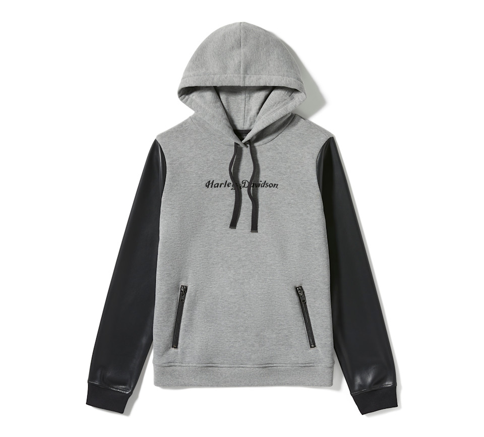 HARLEY DAVIDSON HOODIE-KNIT,GREY HTHR/BLK CLRBLK