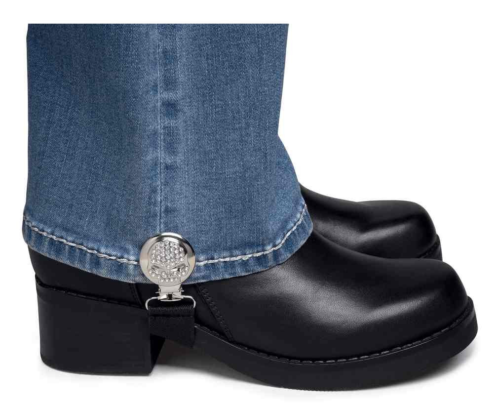 HARLEY DAVIDSON BLING SKULL ELASTIC BOOT STRAPWOMENS