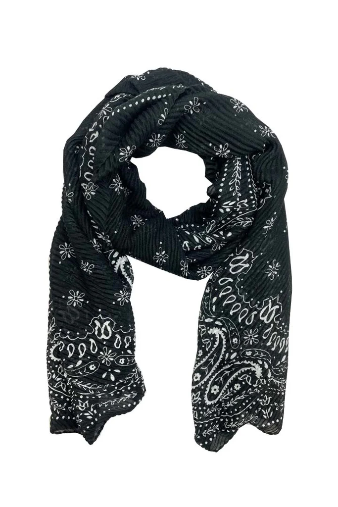 HARLEY DAVIDSON SCARF BLACK PAISLEY 30.5W X 70L INCH