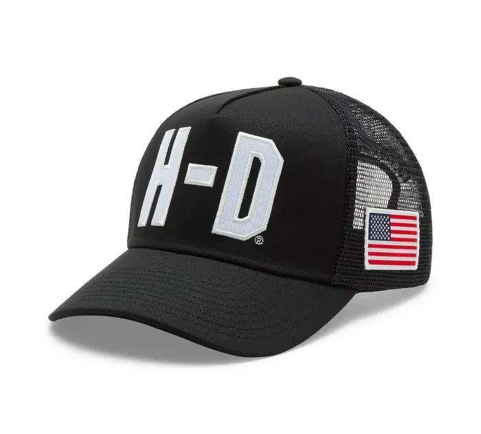 HARLEY DAVIDSON CAP-TRUCKER,WOVEN,FACTORY RACING,BLACK
