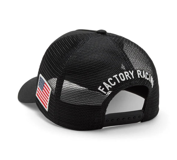 HARLEY DAVIDSON CAP-TRUCKER,WOVEN,FACTORY RACING,BLACK