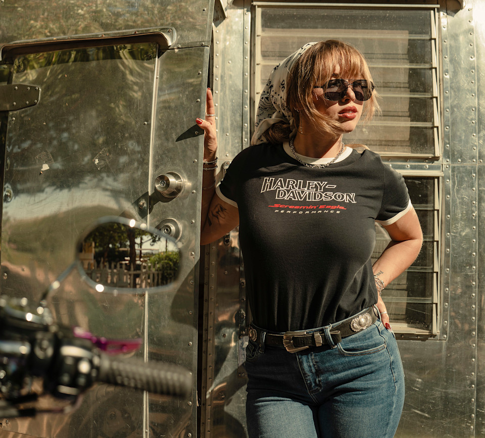 HARLEY DAVIDSON TEE-KNIT,BLACK