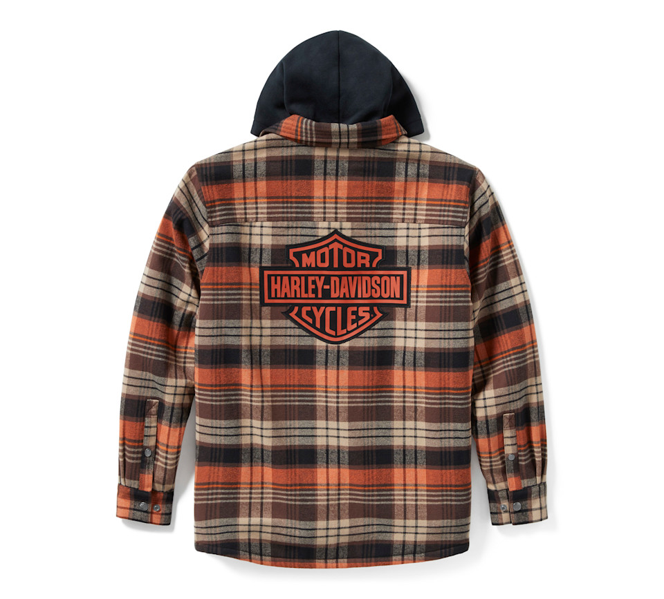 HARLEY DAVIDSON SHIRT JACKET-WOVEN,BLACK/BROWN PLAID