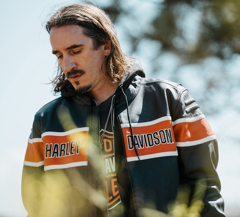 HARLEY DAVIDSON JACKET-TRENTON,LEATHER,BLACK/ORANGE,PPE