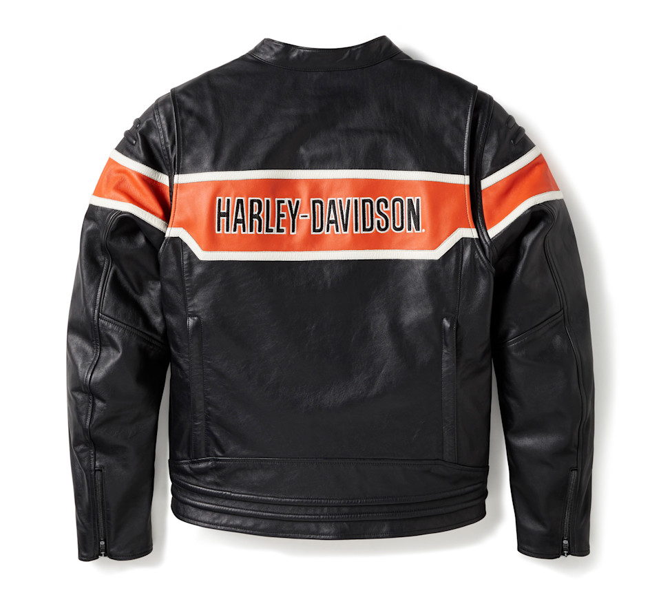 HARLEY DAVIDSON JACKET-TRENTON,LEATHER,BLACK/ORANGE,PPE