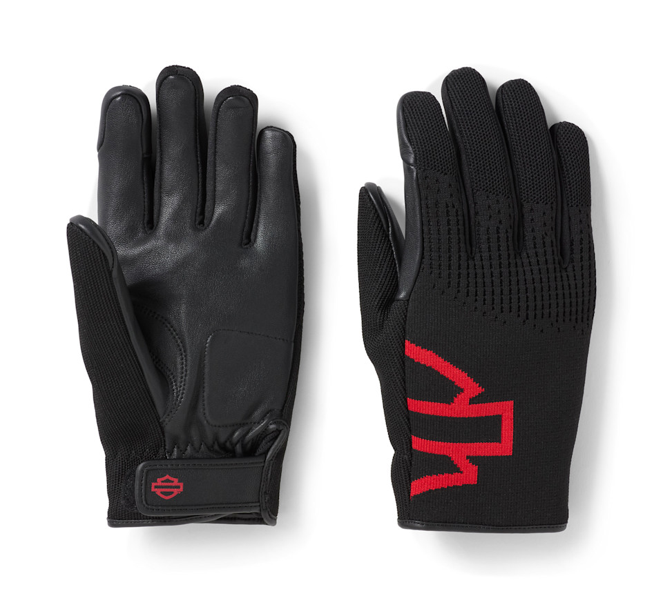 HARLEY DAVIDSON GLOVES-F/F,TEXTILE/LEATHER,DYNA,BLACK