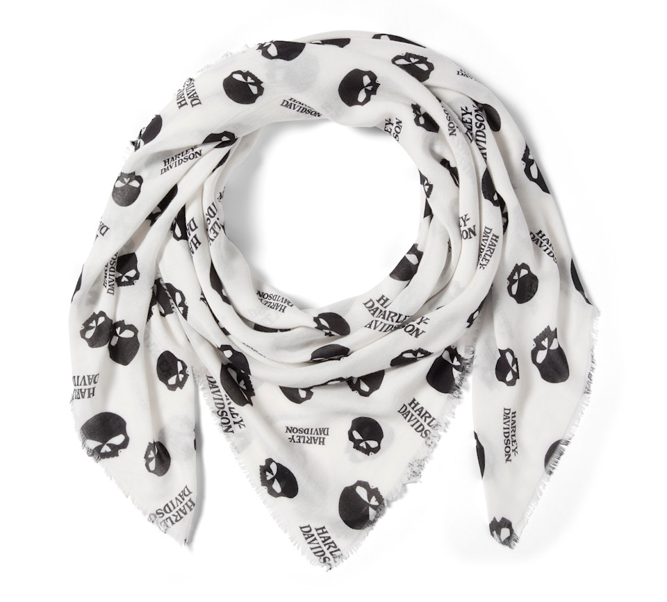 HARLEY DAVIDSON SHAWL-WOVEN,OFF WHITE/BLACK PRINT