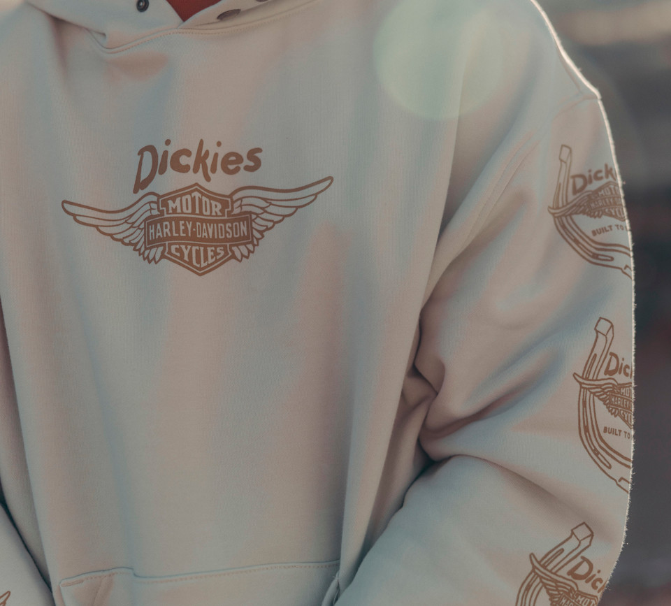 HARLEY DAVIDSON HOODIE-KNIT,DICKIES,HORSESHOE,OFF WHITE
