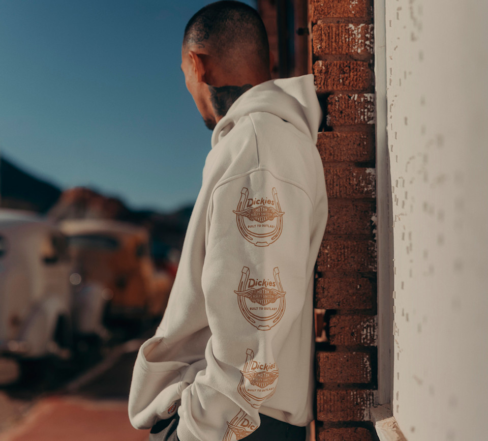 HARLEY DAVIDSON HOODIE-KNIT,DICKIES,HORSESHOE,OFF WHITE