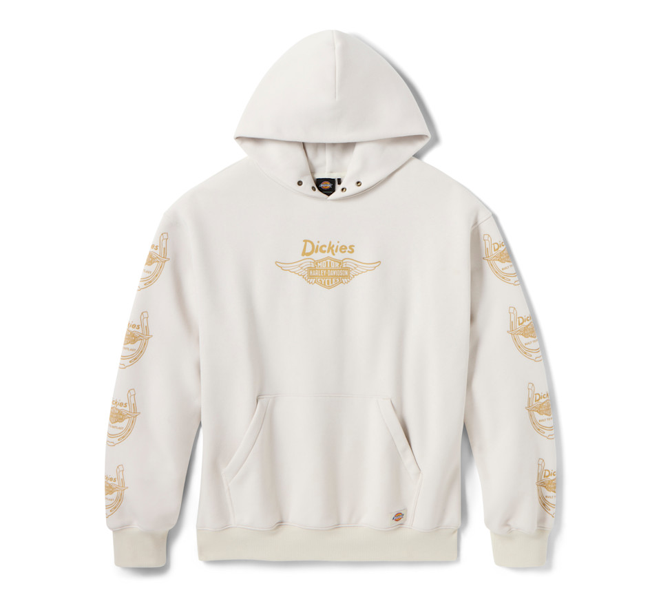 HARLEY DAVIDSON HOODIE-KNIT,DICKIES,HORSESHOE,OFF WHITE