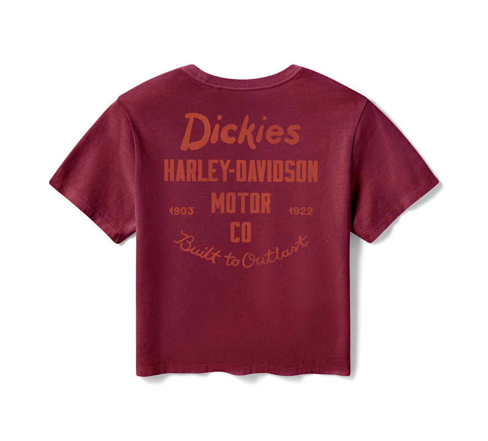 HARLEY DAVIDSON TEE-KNIT,DICKIES,BOXY,BUILT OUTLAST,RED