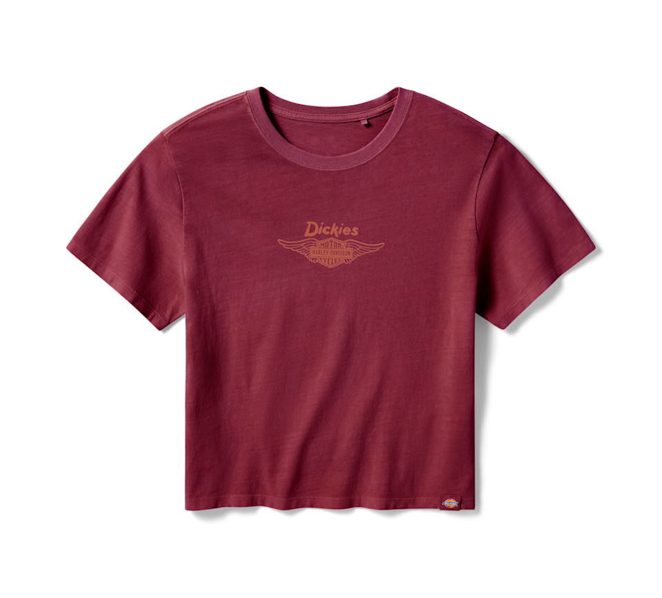HARLEY DAVIDSON TEE-KNIT,DICKIES,BOXY,BUILT OUTLAST,RED