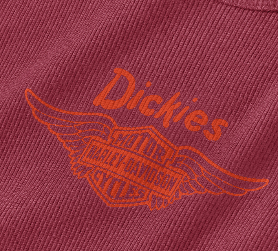 HARLEY DAVIDSON TEE-KNIT,DICKIES,BOXY,BUILT OUTLAST,RED