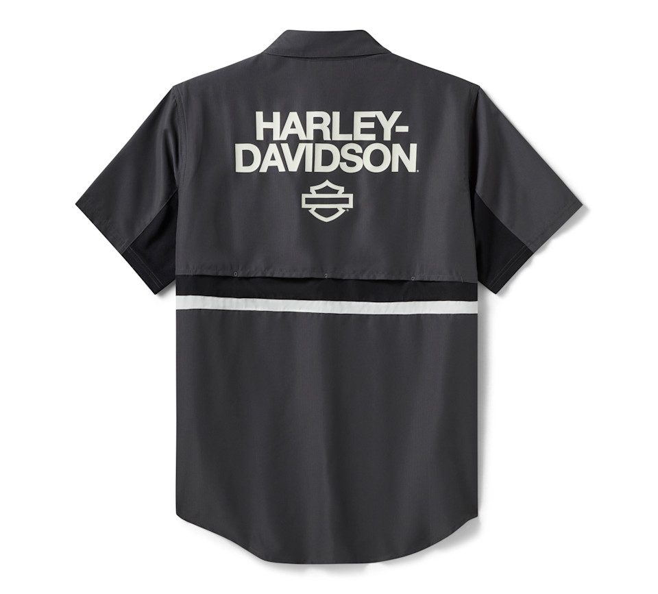 HARLEY DAVIDSON SHIRT-WOVEN,DARK GREY/BLACK