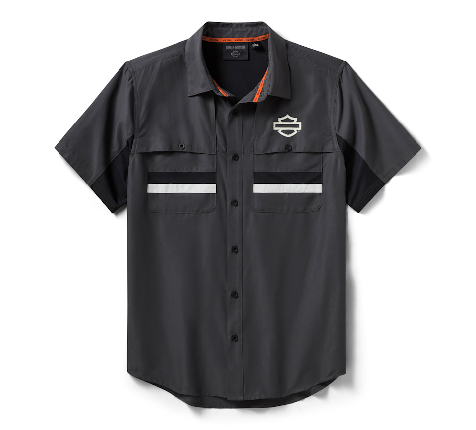HARLEY DAVIDSON SHIRT-WOVEN,DARK GREY/BLACK