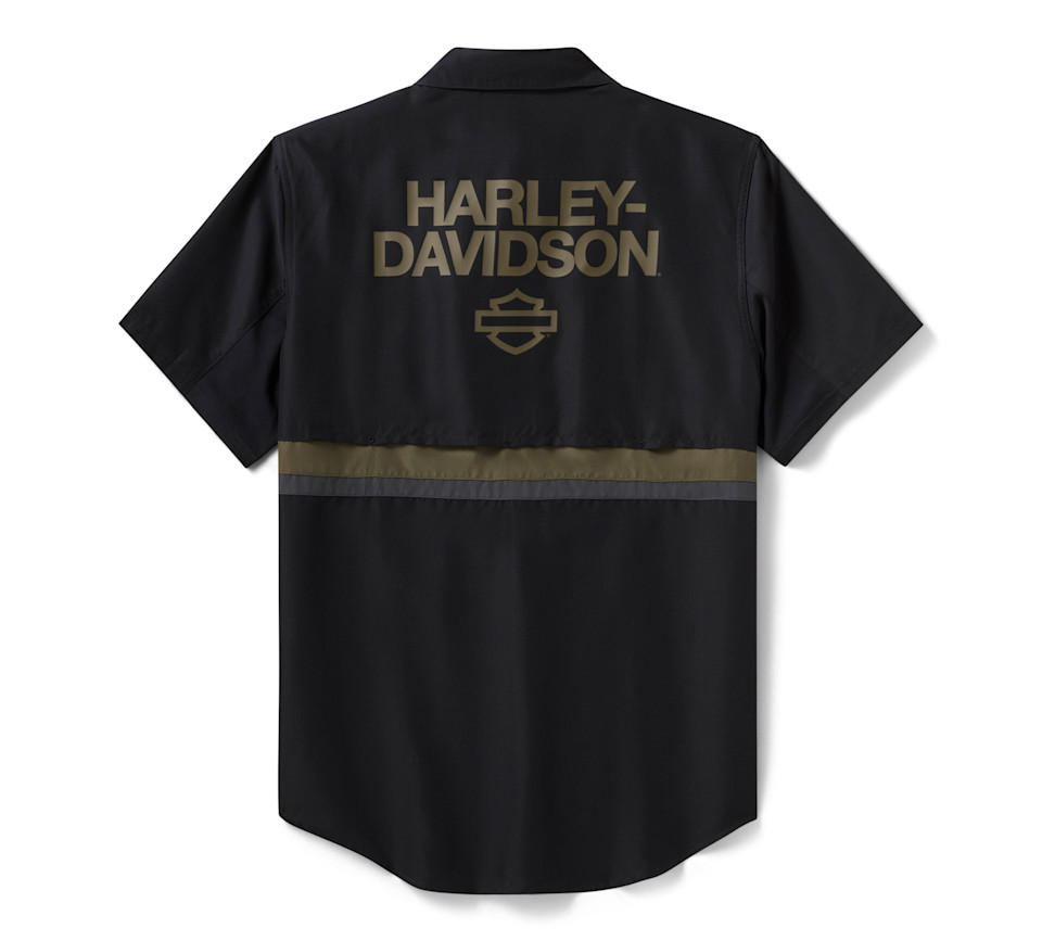 HARLEY DAVIDSON SHIRT-WOVEN,BLACK/DARK GREY