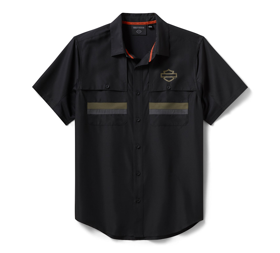 HARLEY DAVIDSON SHIRT-WOVEN,BLACK/DARK GREY