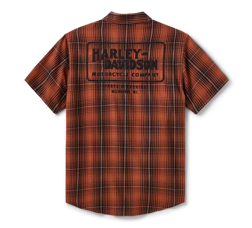 HARLEY DAVIDSON SHIRT-WOVEN,DARK GREY/BLACK PLAID