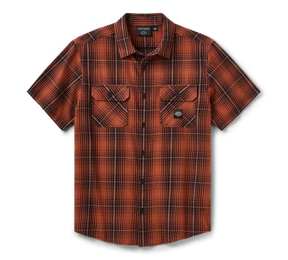 HARLEY DAVIDSON SHIRT-WOVEN,DARK GREY/BLACK PLAID