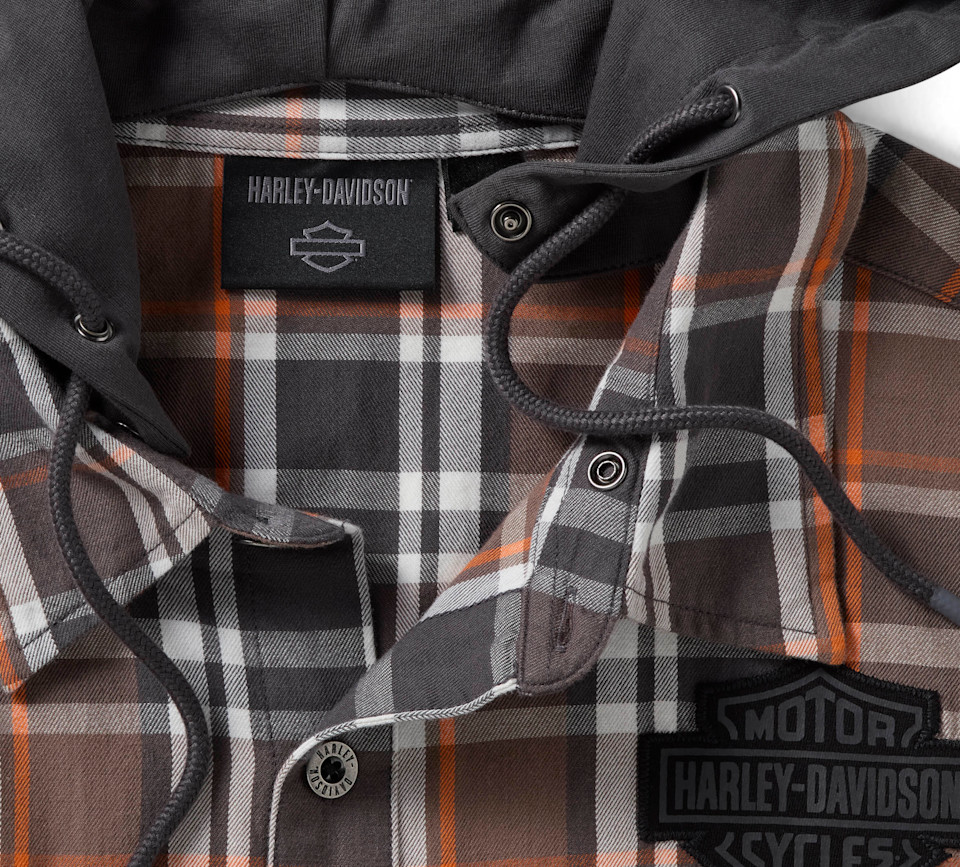 HARLEY DAVIDSON SHIRT-WOVEN,WARM GREY/DARK GREY