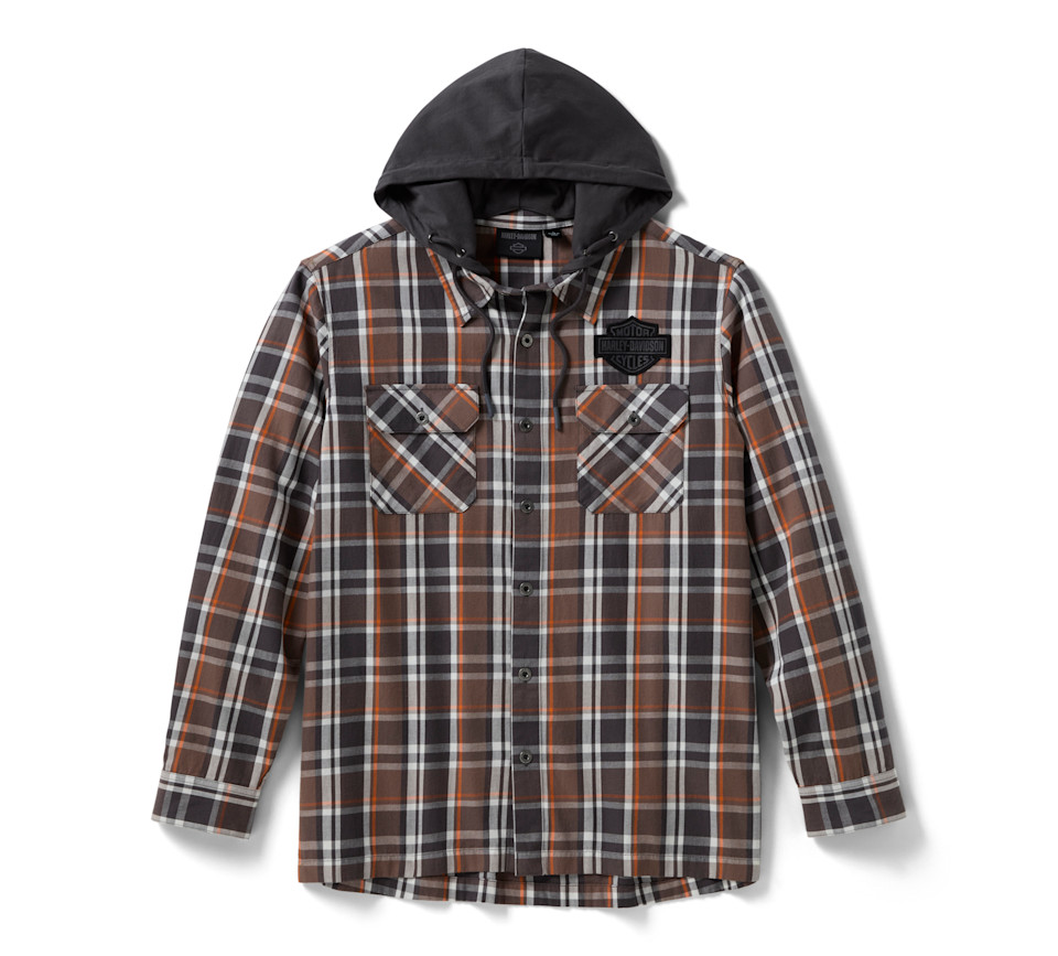 HARLEY DAVIDSON SHIRT-WOVEN,WARM GREY/DARK GREY