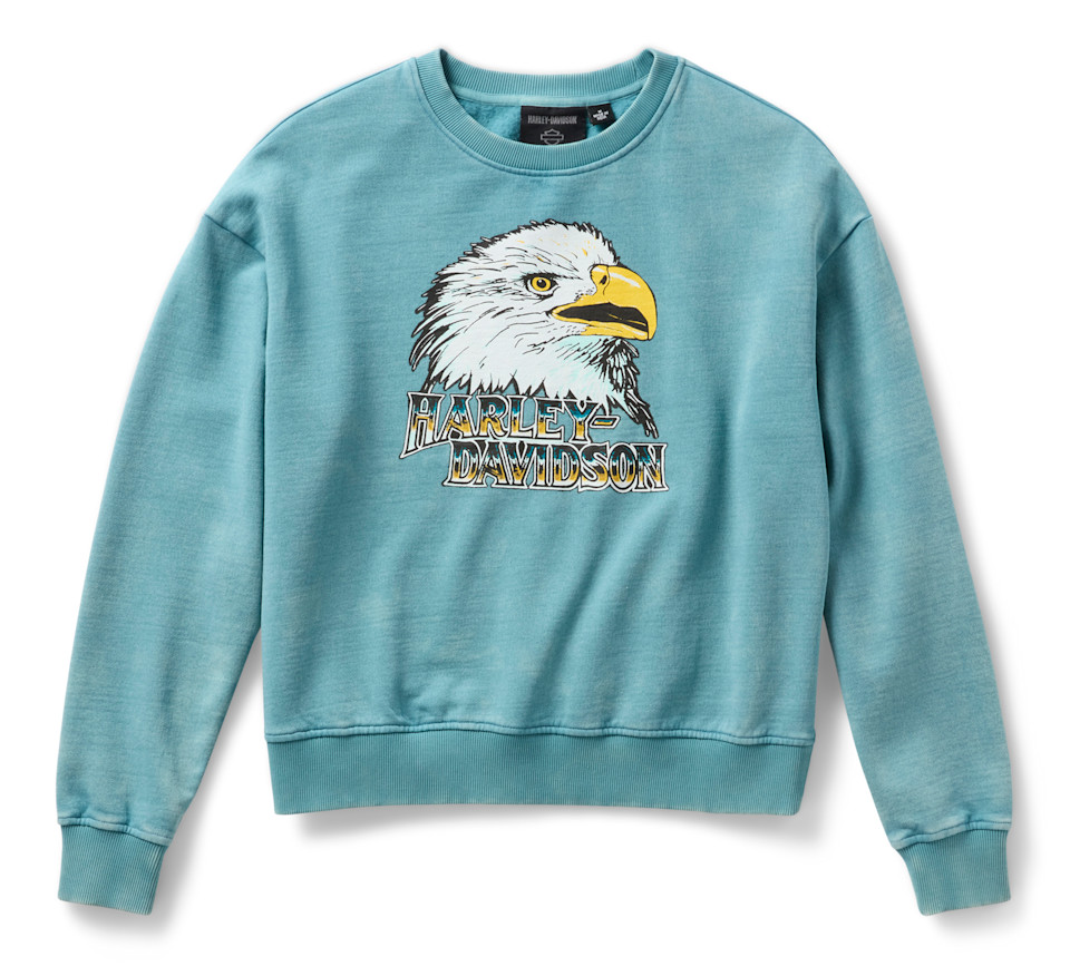 HARLEY DAVIDSON SWEATSHIRT-KNIT,TEAL BLUE