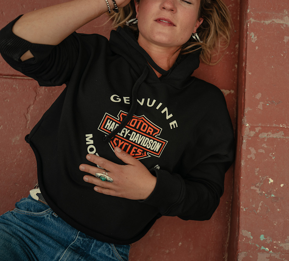 HARLEY DAVIDSON HOODIE-KNIT,BLACK