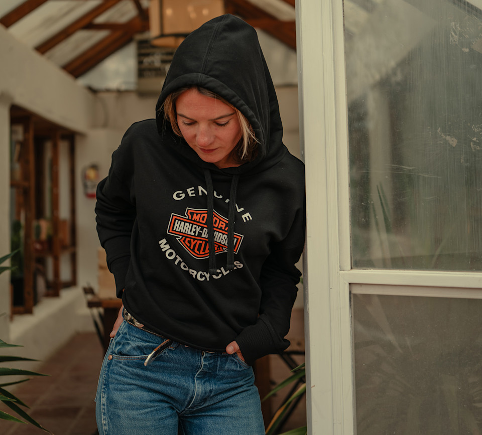 HARLEY DAVIDSON HOODIE-KNIT,BLACK