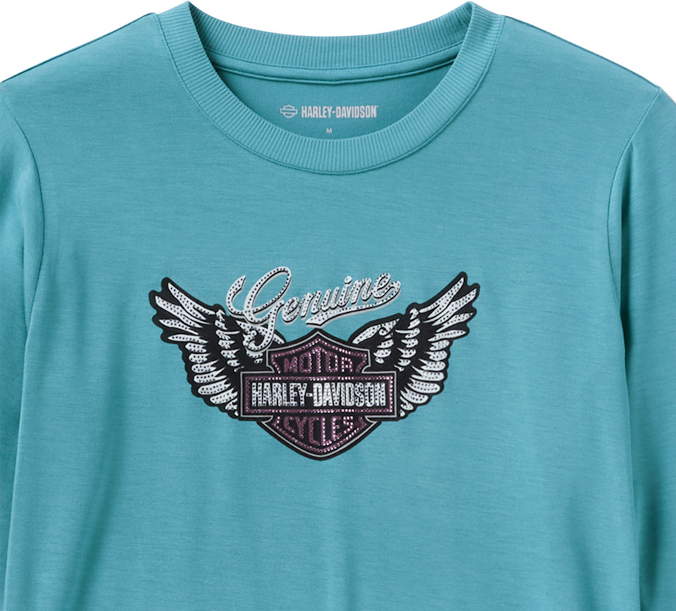 HARLEY DAVIDSON TEE-KNIT,TEAL BLUE