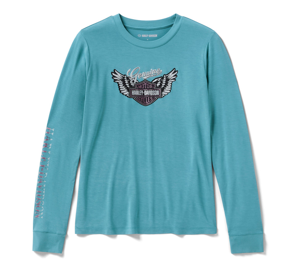 HARLEY DAVIDSON TEE-KNIT,TEAL BLUE