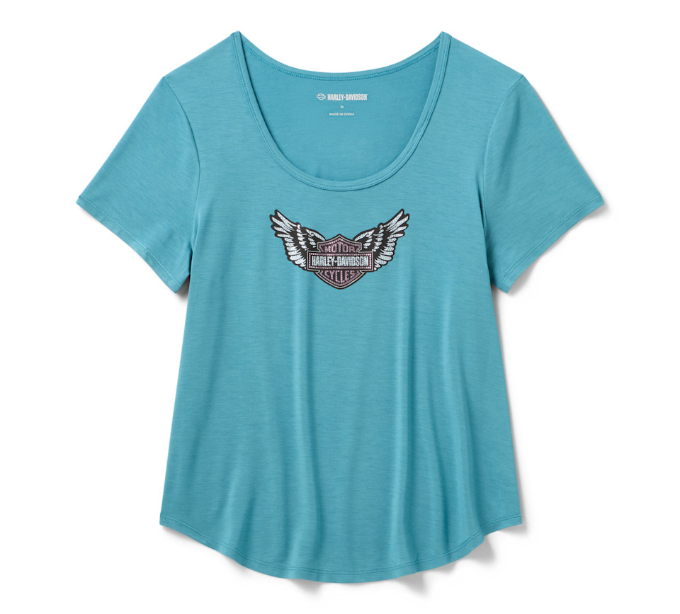 HARLEY DAVIDSON TEE-KNIT,TEAL BLUE