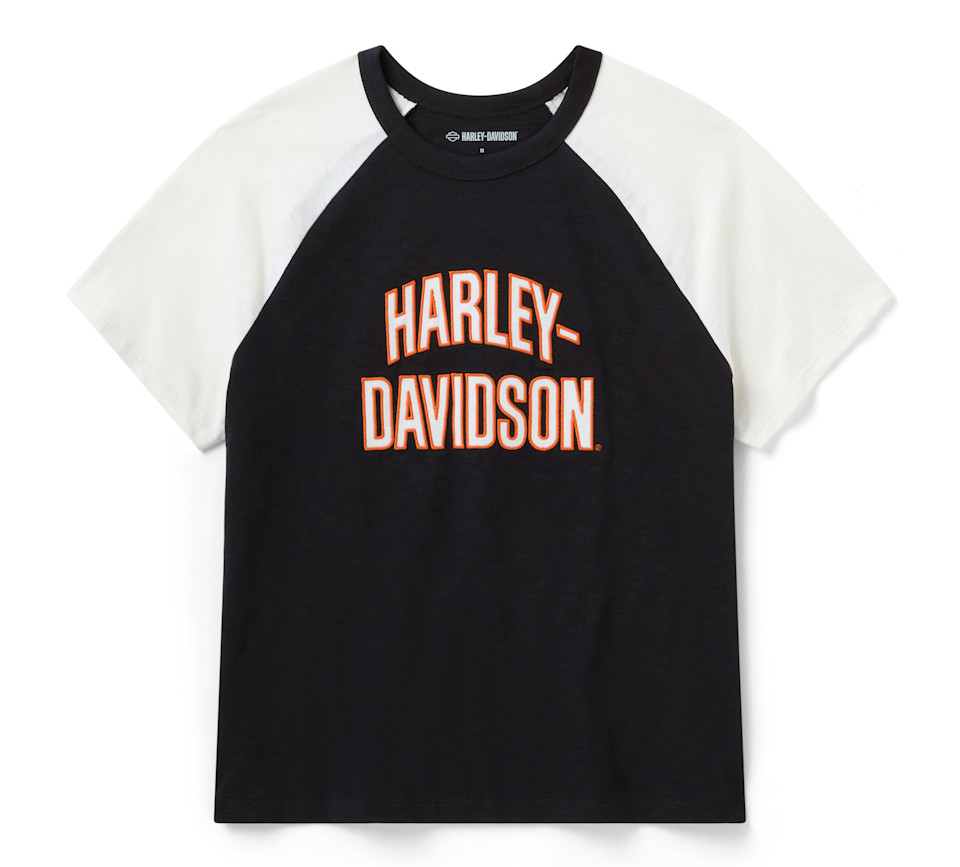 HARLEY DAVIDSON TEE-KNIT,BLACK/OFF WHITE