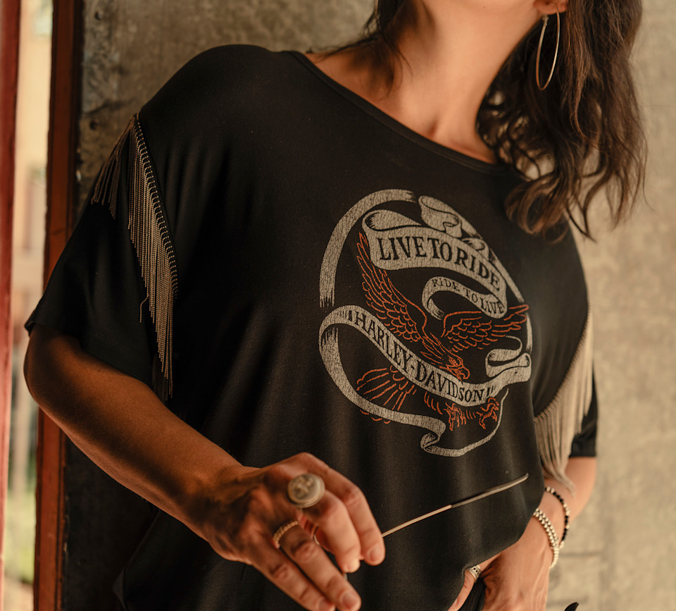 HARLEY DAVIDSON TEE-KNIT,BLACK