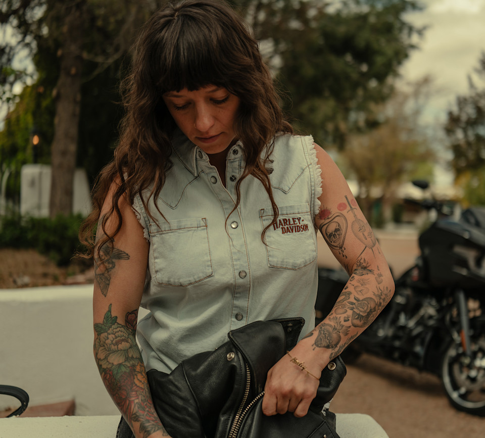HARLEY DAVIDSON TOP-DENIM,BLUE
