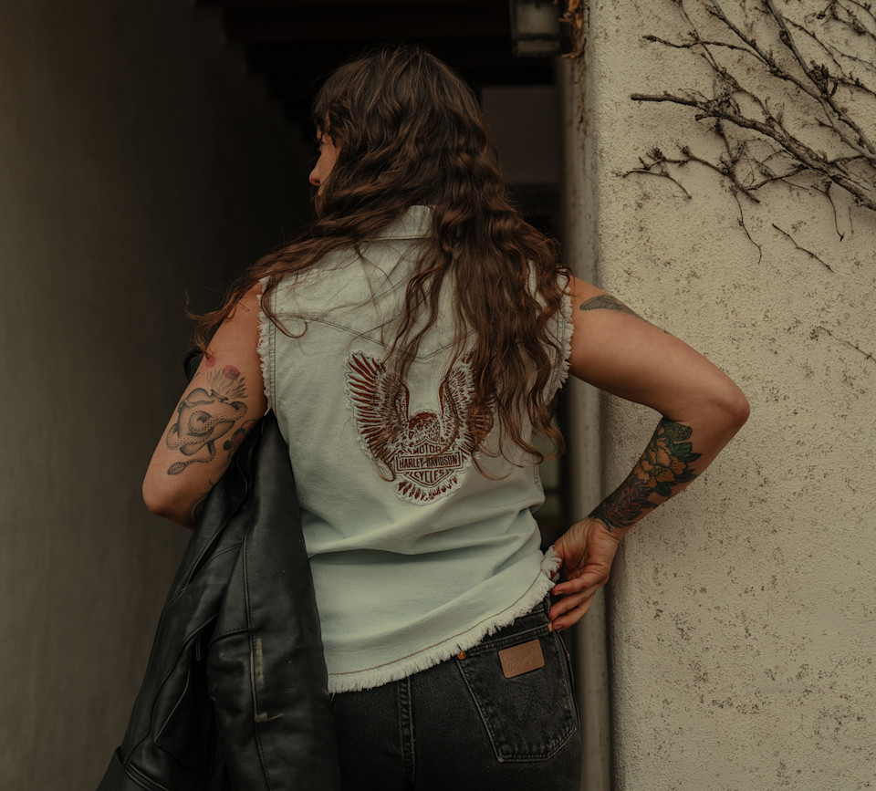 HARLEY DAVIDSON TOP-DENIM,BLUE