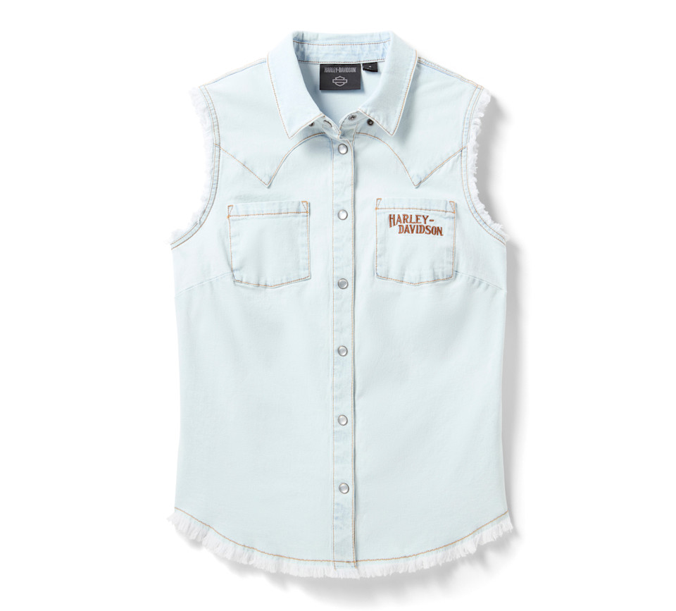 HARLEY DAVIDSON TOP-DENIM,BLUE