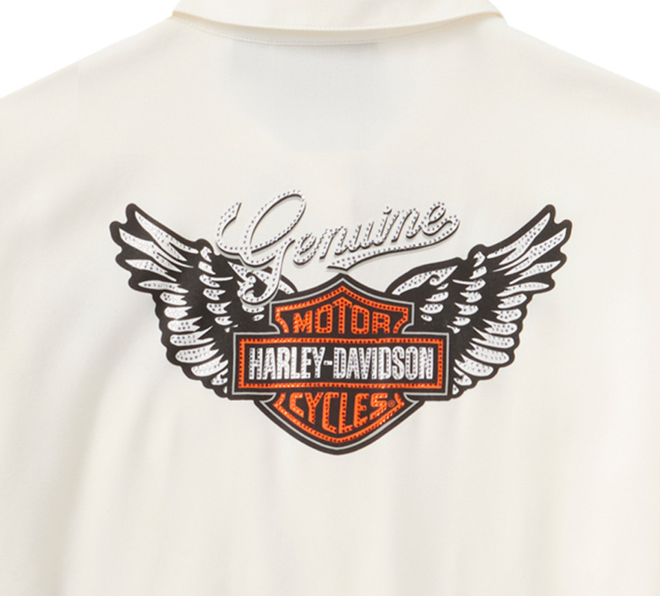 HARLEY DAVIDSON SHIRT-WOVEN,OFF WHITE