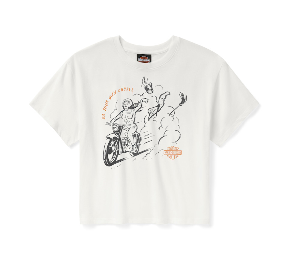 HARLEY DAVIDSON TEE-KNIT,DO YOUR CHORES,BOXY,OFF WHITE
