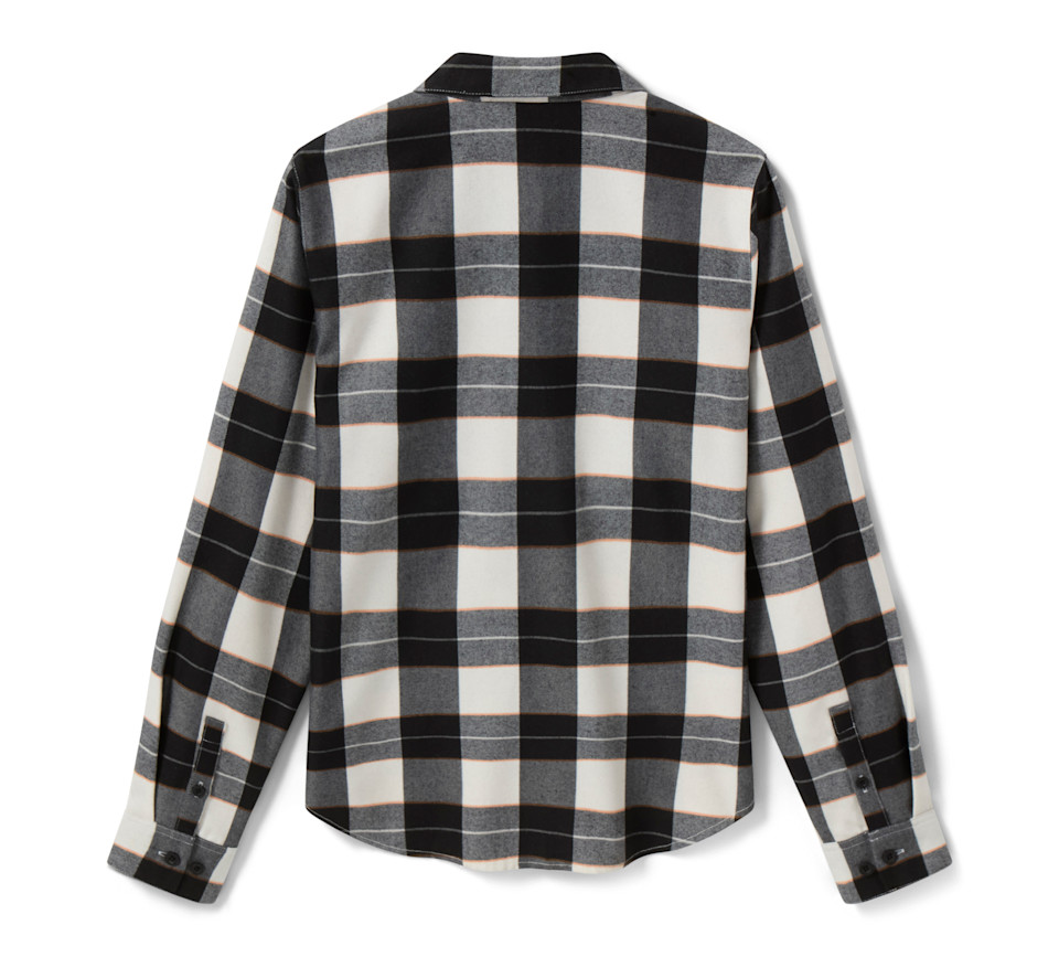 HARLEY DAVIDSON SHIRT-WOVEN,OFF WHITE/BLACK PLAID