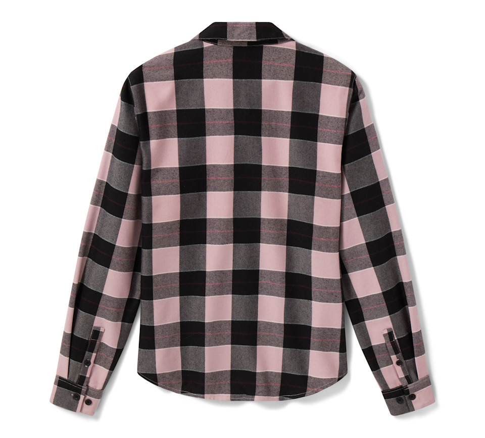 HARLEY DAVIDSON SHIRT-WOVEN,LIGHT PINK/BLACK PLAID