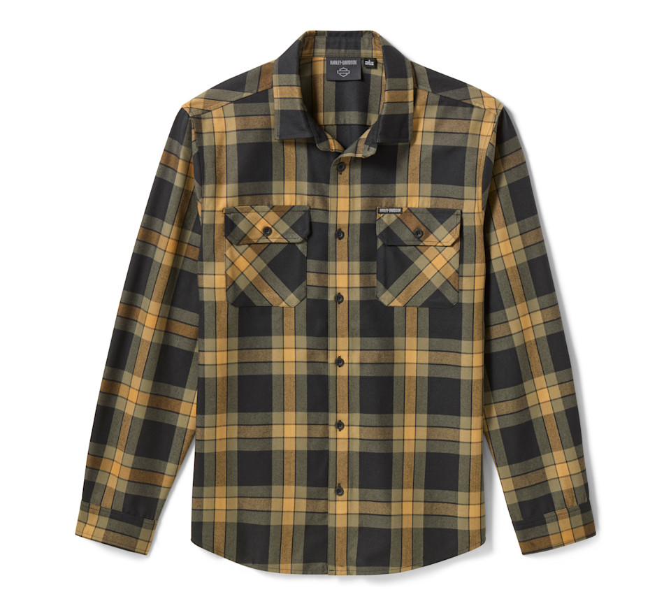 HARLEY DAVIDSON SHIRT-WOVEN,BROWN/BLACK PLAID