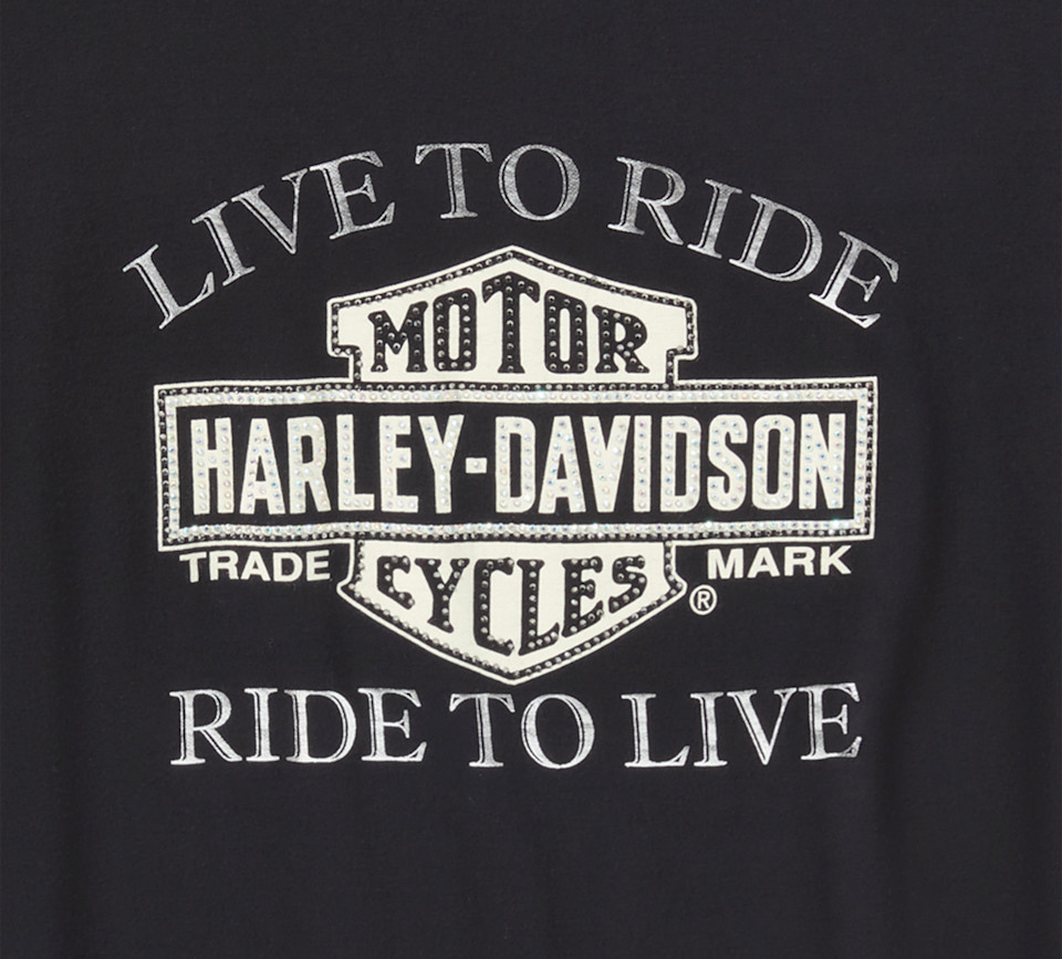 HARLEY DAVIDSON TEE-KNIT,BLING,B/S,BLACK