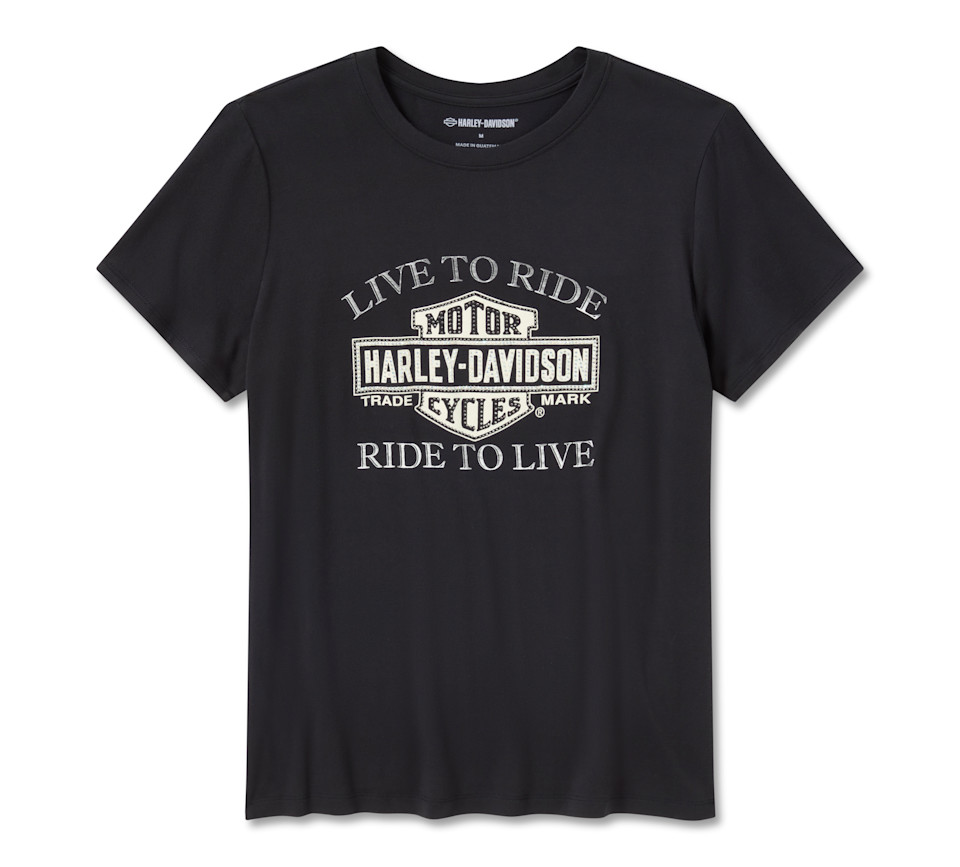 HARLEY DAVIDSON TEE-KNIT,BLING,B/S,BLACK