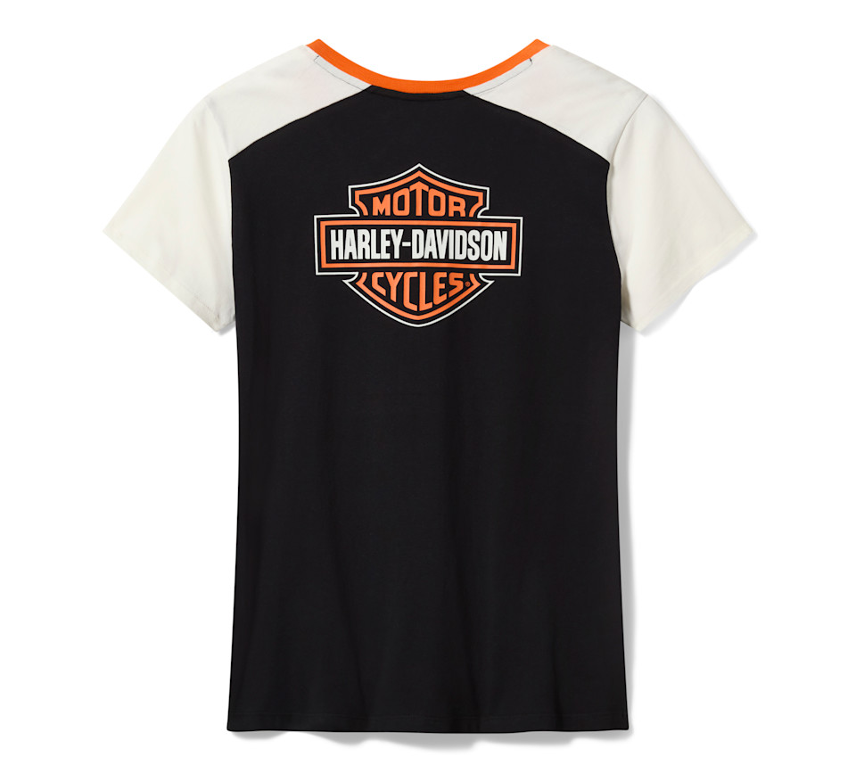 HARLEY DAVIDSON TEE-KNIT,BLACK/OFF WHITE