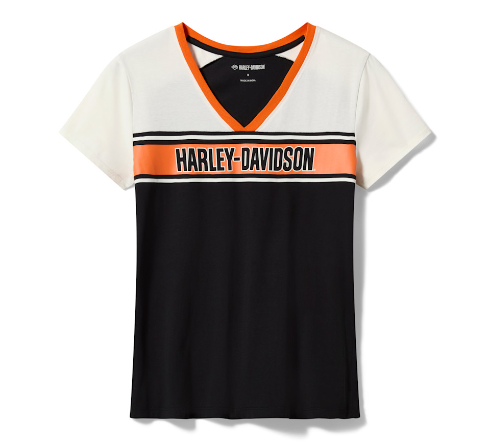 HARLEY DAVIDSON TEE-KNIT,BLACK/OFF WHITE