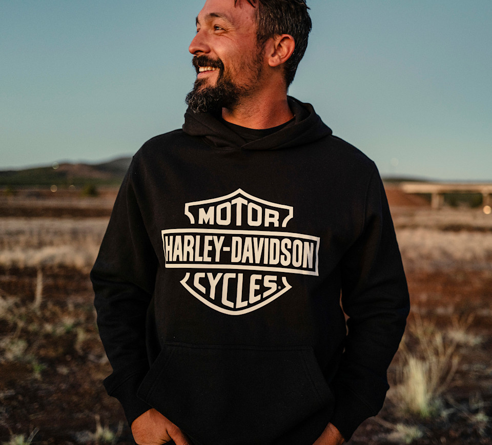 HARLEY DAVIDSON HOODIE-KNIT,BLACK
