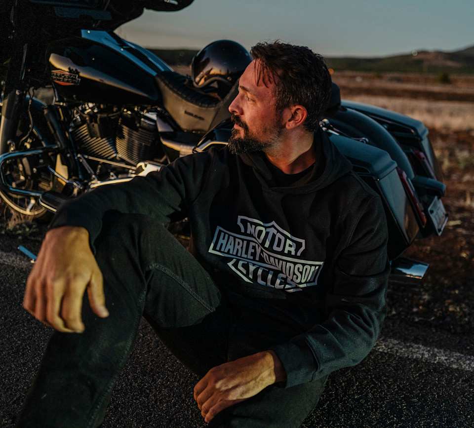 HARLEY DAVIDSON HOODIE-KNIT,BLACK
