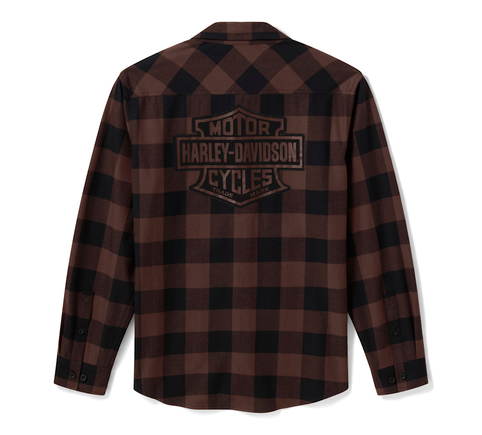HARLEY DAVIDSON SHIRT-WOVEN,BROWN/BLACK PLAID