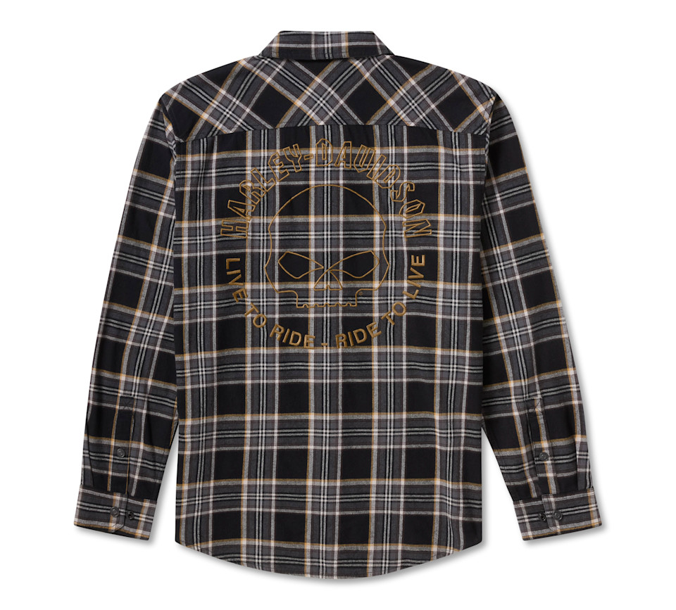 HARLEY DAVIDSON SHIRT-WOVEN,GREY/BLACK PLAID